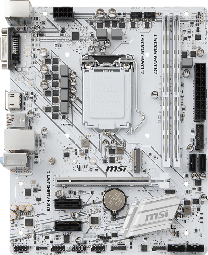 MSI H310M Gaming Arctic - Motherboard Specifications On MotherboardDB